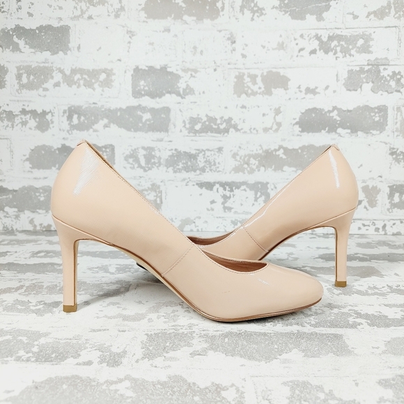 New Cole Haan  Gabbie   Patent Leather Cream Almond Toe Pumps I715 - Picture 4 of 13